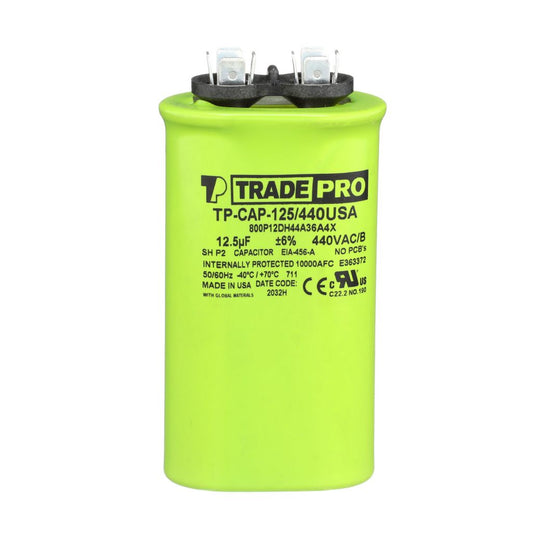 TP-CAP-12.5/440USA - Oval Run Capacitor 12.5 MFD 440/370V (Made in USA)