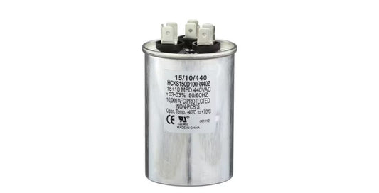 TP-CAP-15/10/440R-A - 15+10MFD 440VAC Round Run Capacitor