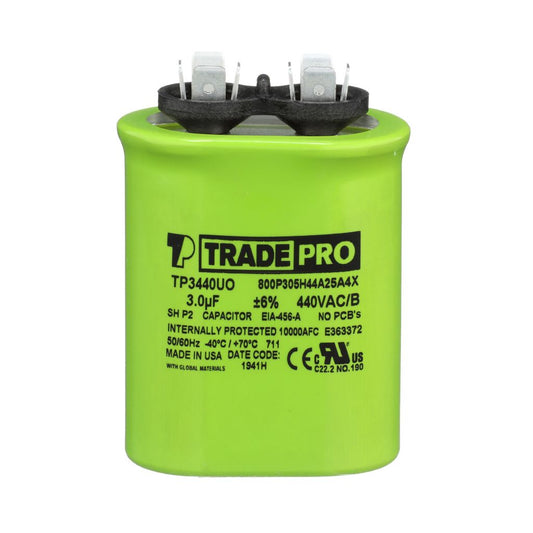 TP-CAP-3/440USA - Oval Run Capacitor 3 MFD 440/370V (Made in USA)