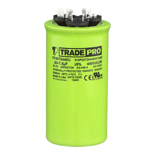 TP-CAP-30/7.5/440USA-R - Round Dual Run Capacitor 30+7.5 MFD 440/370V (Made in USA)