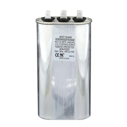 TP-CAP-40/7.5/440 - Oval Run Capacitor 40+7.5 MFD 440 VAC