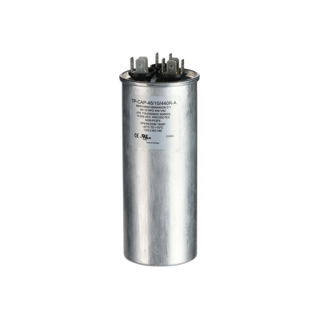 TP-CAP-45/10/440R-A - 45+10MFD 440VAC Round Run Capacitor
