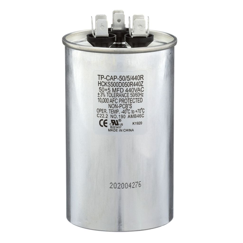 TP-CAP-50/5/440R - Round Run Capacitor 50+5 MFD 440 VAC – tradeprohvac