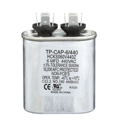 TP-CAP-6/440 - Oval Run Capacitor 6 MFD 440 VAC