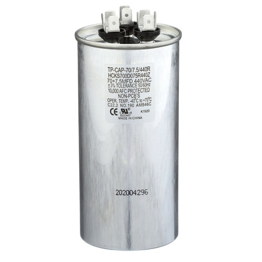 TP-CAP-70/7.5/440R - Round Run Capacitor 70+7.5 MFD 440 VAC
