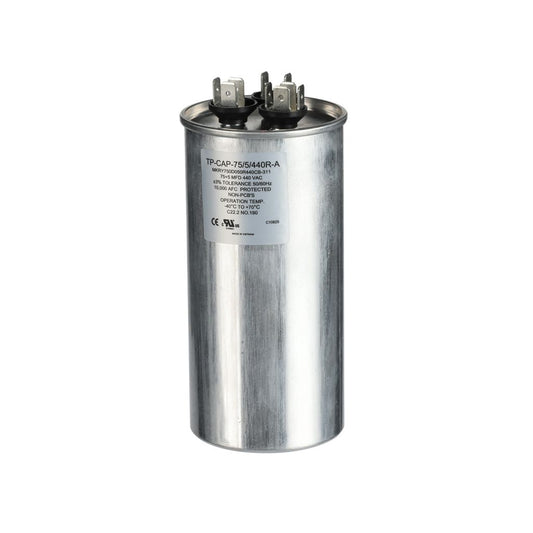 TP-CAP-75/5/440R-A - 75/5MFD 440VAC Round Run Capacitor