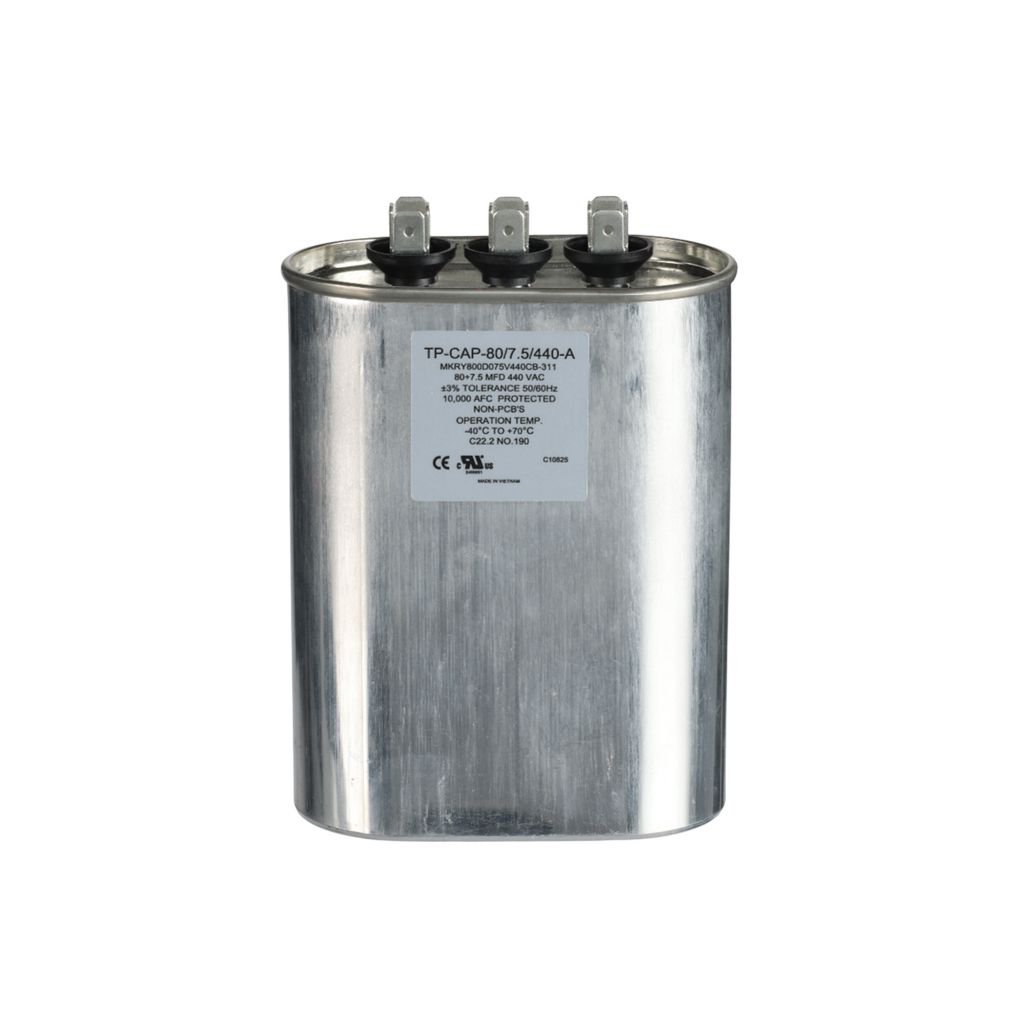 TP-CAP-80/7.5/440-A - 80+7.5MFD 440VAC Oval Run Capacitor