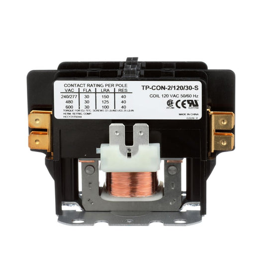 TP-CON-2/120/30-S - 2 Pole - 120V - 30 Amp Contactor with Screws
