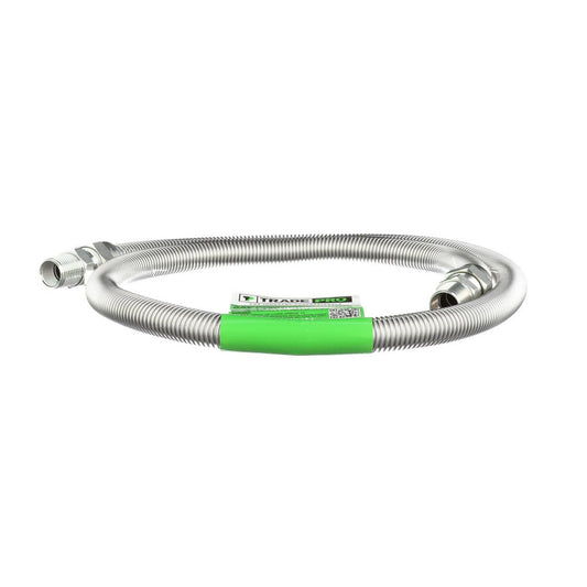 TP-GC-581212MM-48 - Stainless Steel Gas Connector, 5/8" OD x 1/2" MIP x 1/2" MIP x 48" Long