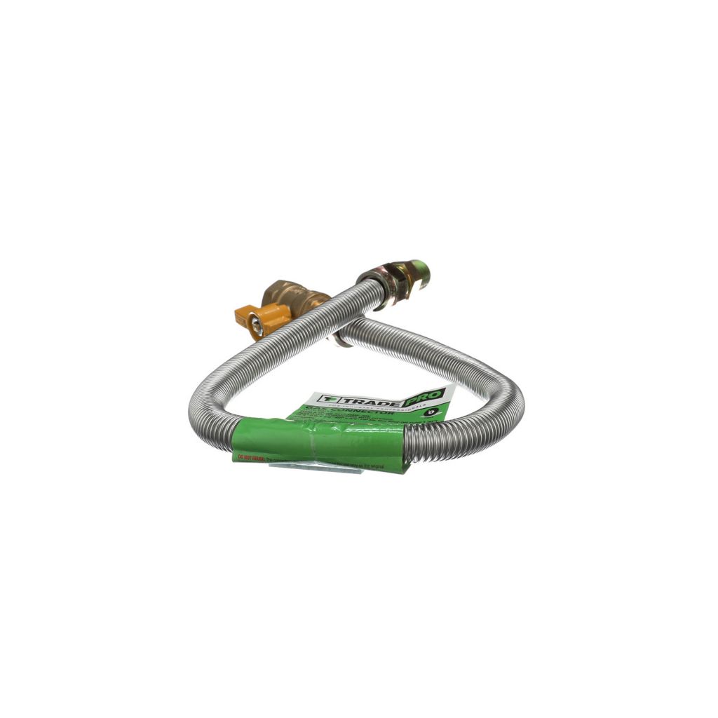 TP-GC-581234MF-30V - Stainless Steel Gas Connector , 5/8" OD, 1/2" MIP x 3/4" FIP x 30" Long With Shut Off Valve