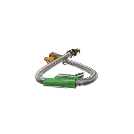 TP-GC-581234MF-30V - Stainless Steel Gas Connector , 5/8" OD, 1/2" MIP x 3/4" FIP x 30" Long With Shut Off Valve