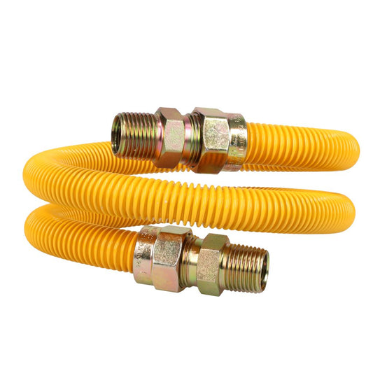TP-GCY-581212MM-36 - Stainless Steel Yellow-Coated Gas Connector, 5/8" OD, 1/2" MIP x 1/2" FIP x 36" Long