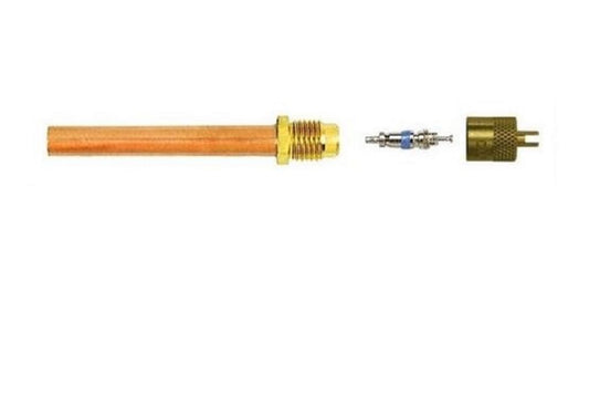TP-3605 - 1/4″ Male Flare Access Fitting With 5/16″ Copper Tube Extension, TP-2250 Brass Wrench Cap And Valve Core